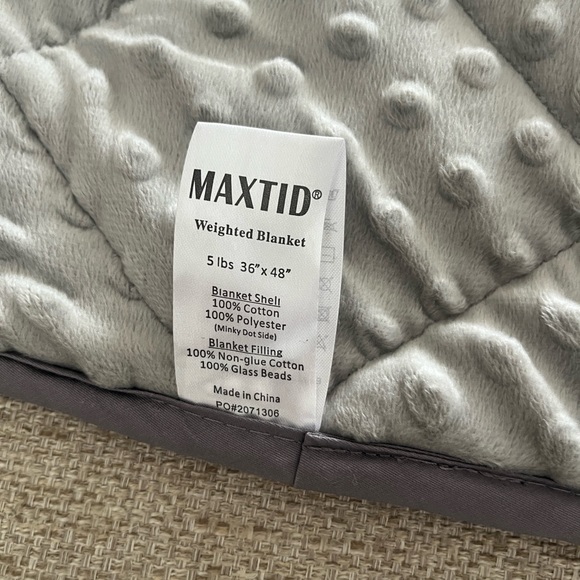 π Weighted Maxtid Minky Cotton cool & warm blanket Gray 36x48 - Picture 5 of 8